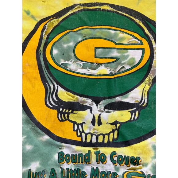 Vintage Grateful Dead Green Bay Packers Tie Dye T-Shirt Mens XL Single Stitch - Picture 2 of 11